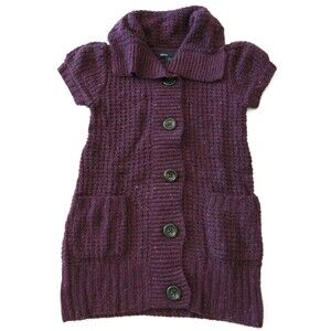Gap Kids girls sweater duster S 6 7 purple poets cardigan short sleeve shirt top